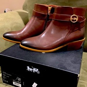 NIB Brown Coach Leather Bootie